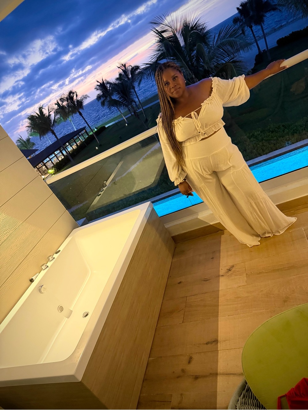 Fashion Nova Cream Wide Leg Jumpsuit Two-Piece Set